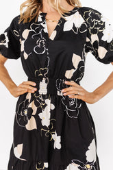 Hacienda Tiered Midi Dress | Black Multi
